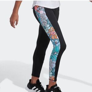 Girls Adidas Spring Flower Active Leggings, Floral, Colorful, size 14